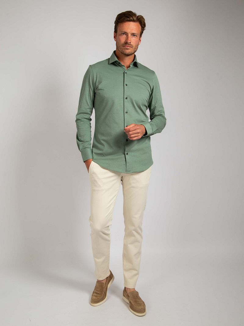 Suitable Slim-Fit Pique Hemd Grün - Größe 42 günstig online kaufen