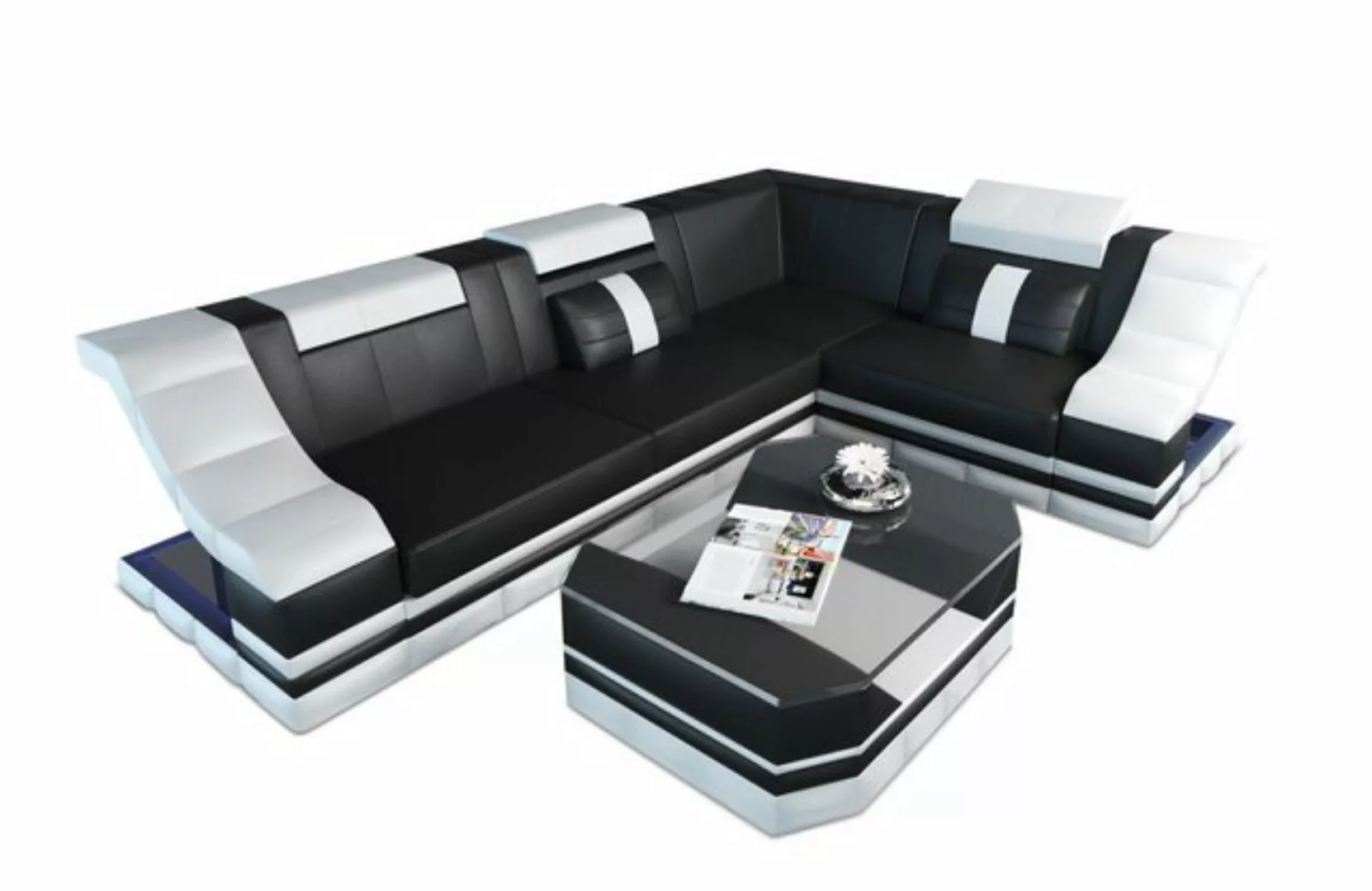 Sofa Dreams Ecksofa Ledersofa Bianchi L Form Mini, Designersofa, Sofa mit B günstig online kaufen