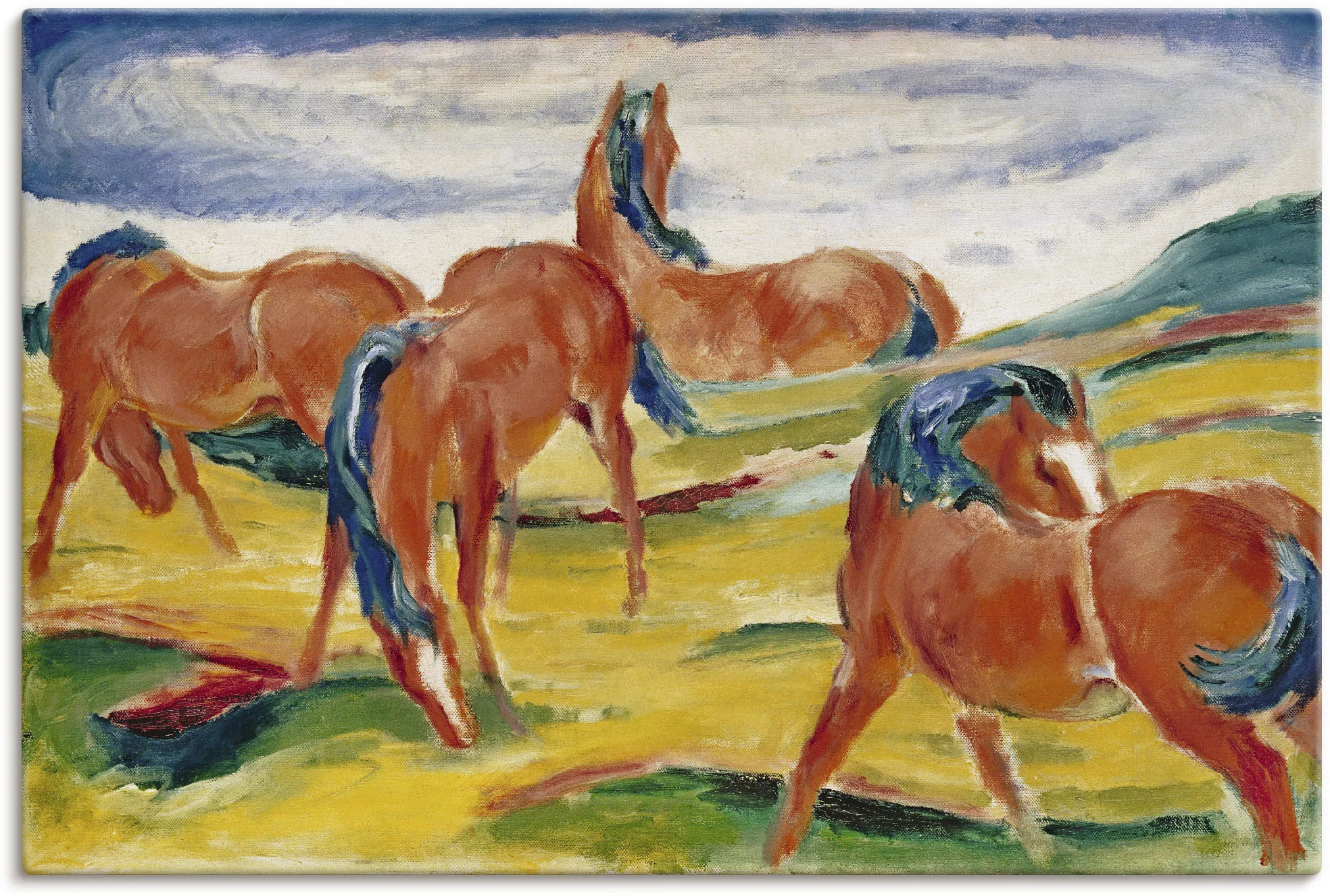Artland Wandbild "Weidende Pferde III. 1910", Haustiere, (1 St.) günstig online kaufen