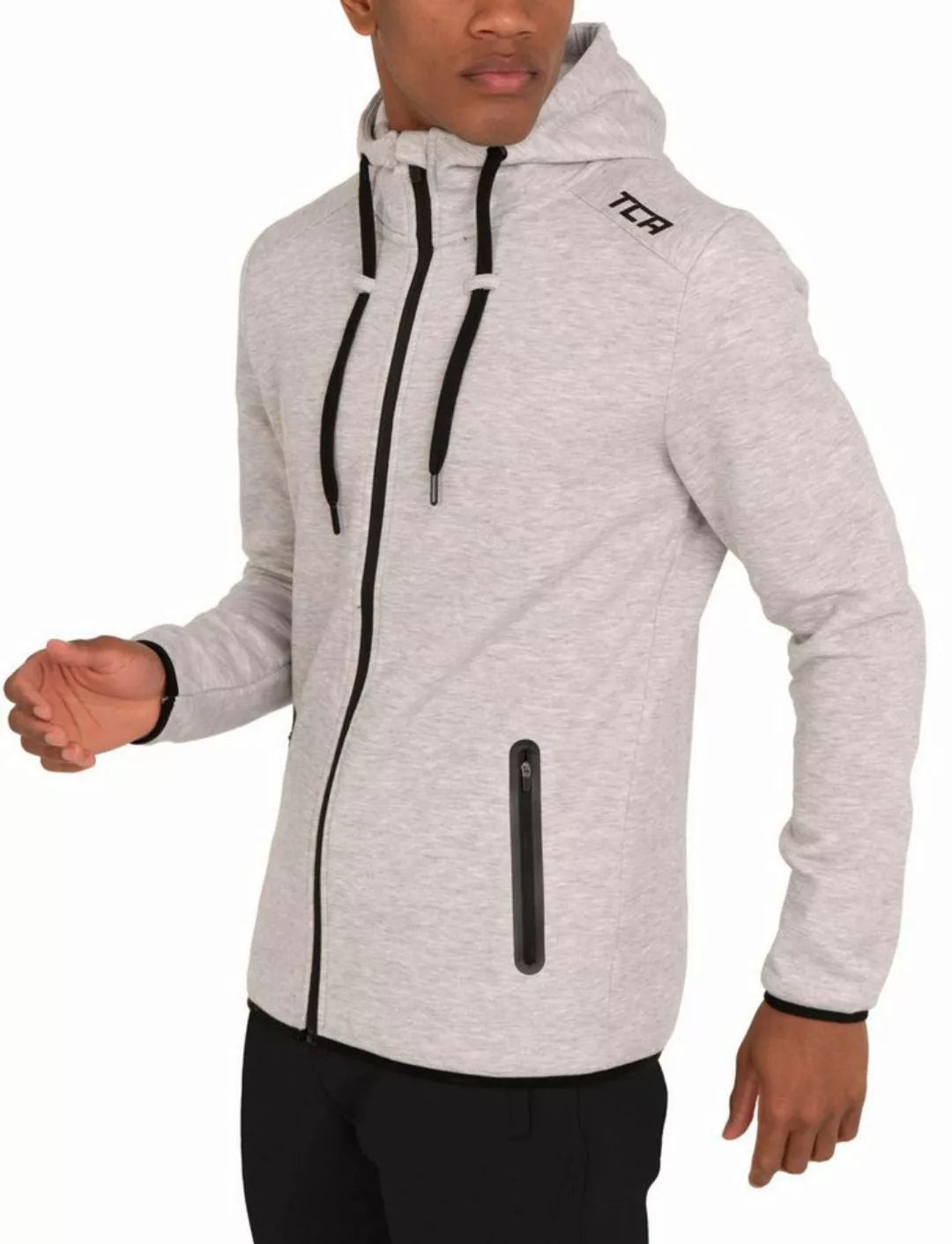 TCA Trainingspullover TCA Herren Hoodie - Sweatjacke - Hellgrau (1-tlg) günstig online kaufen