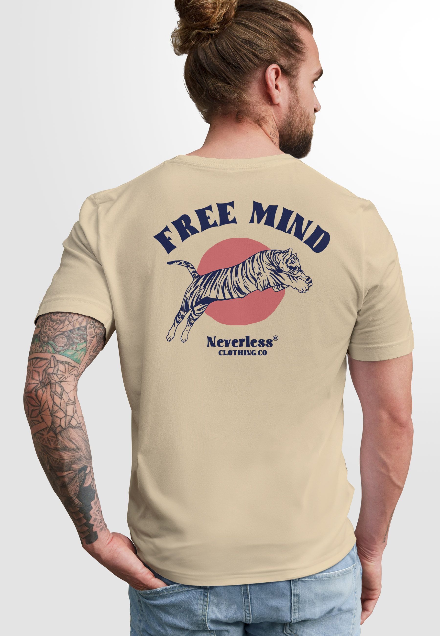 Neverless Print-Shirt Herren T-Shirt Backprint Tiger günstig online kaufen
