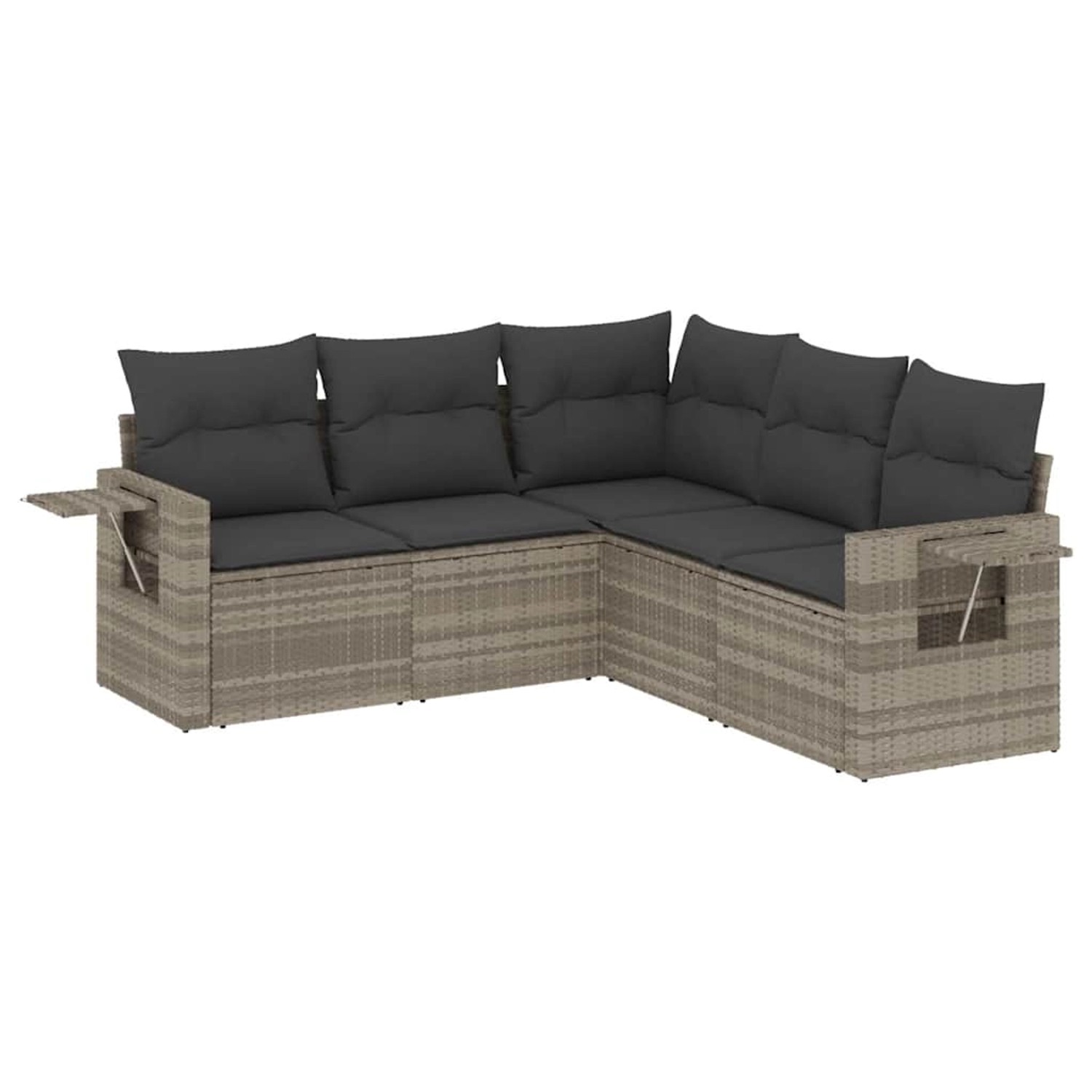 vidaXL 5-Tlg Garten-Sofagarnitur mit Kissen Hellgrau Poly Rattan 3220151 günstig online kaufen