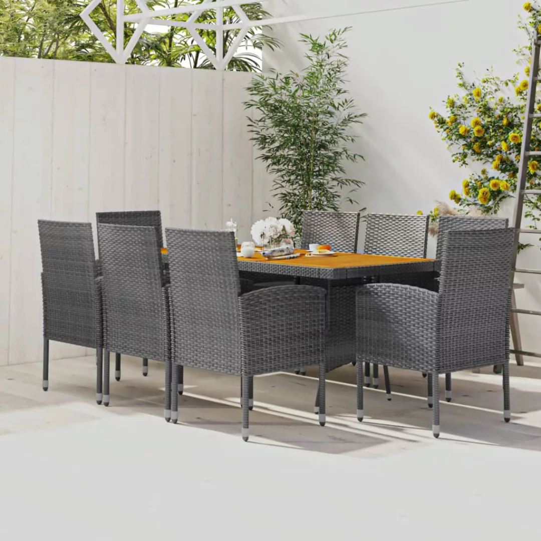 Vidaxl 9-tlg. Garten-essgruppe Poly Rattan Grau günstig online kaufen