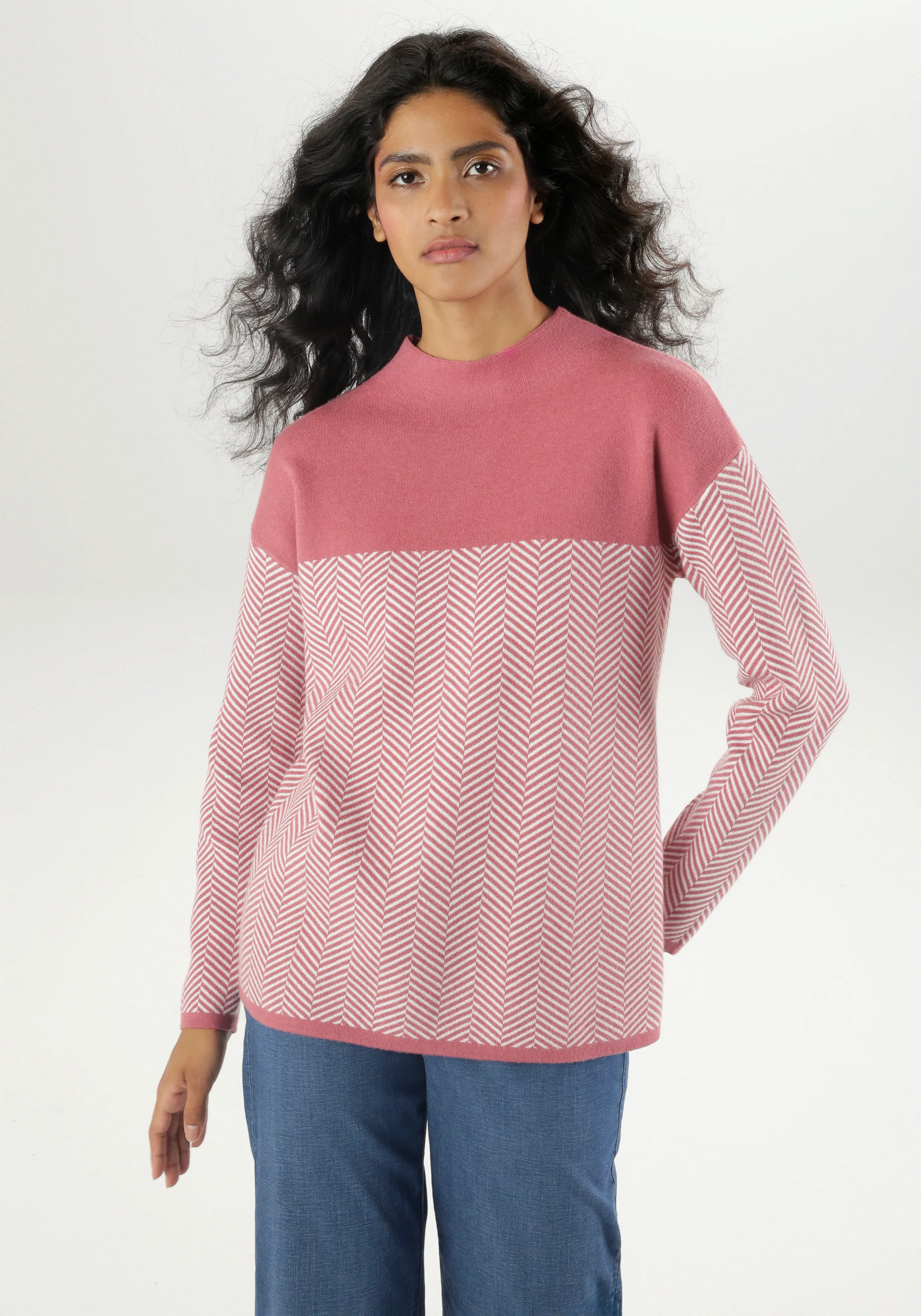 Aniston SELECTED Strickpullover, mit weiterem Stehkragen - NEUE KOLLEKTION günstig online kaufen