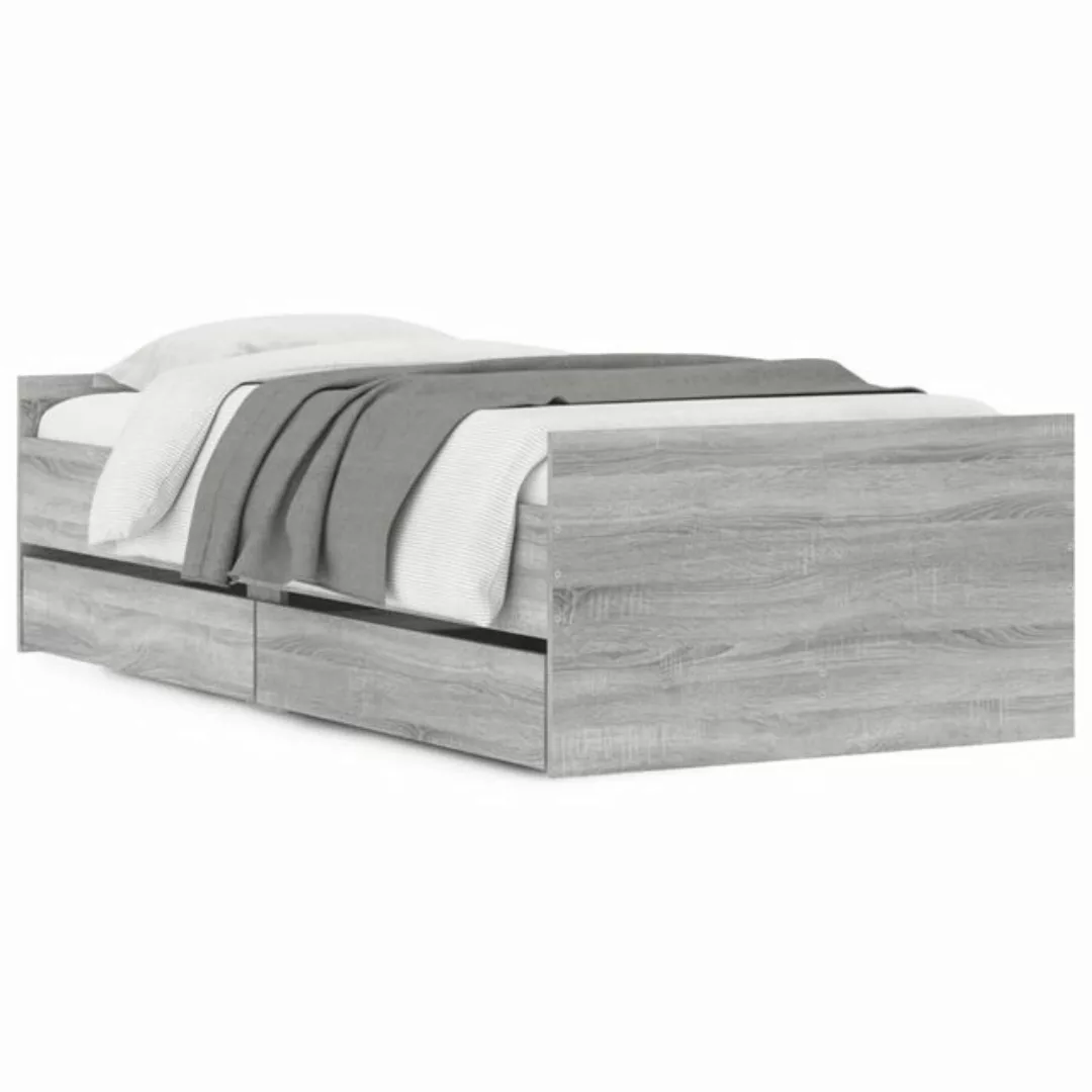 vidaXL Bett Bett mit Schubladen Grau Sonoma 75x190 cm günstig online kaufen