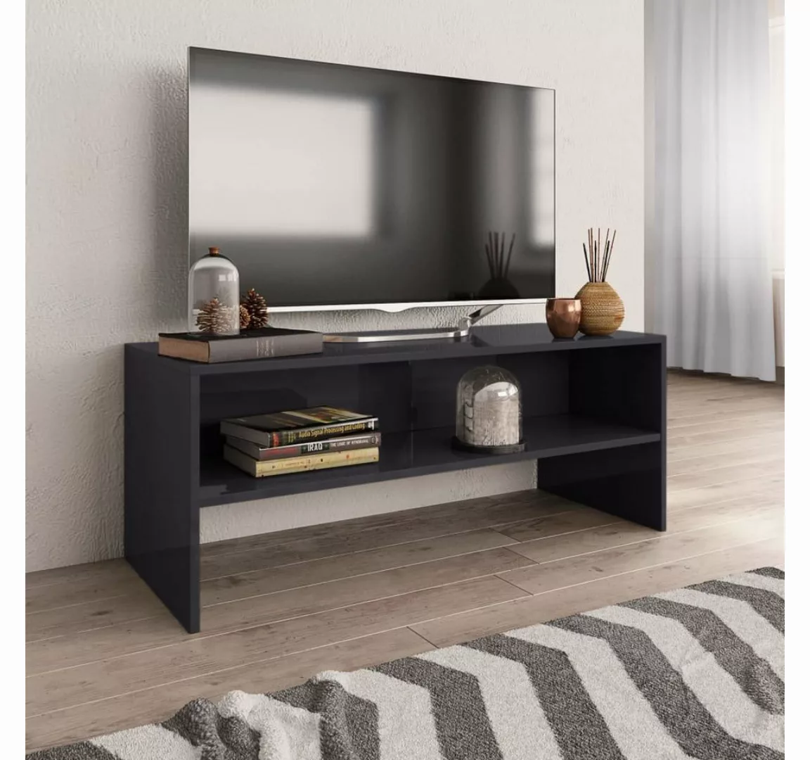 furnicato TV-Schrank Hochglanz-Grau 100x40x40 cm Holzwerkstoff günstig online kaufen