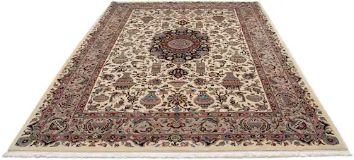 morgenland Wollteppich »Kaschmar Medaillon Beige 292 x 200 cm«, rechteckig, günstig online kaufen