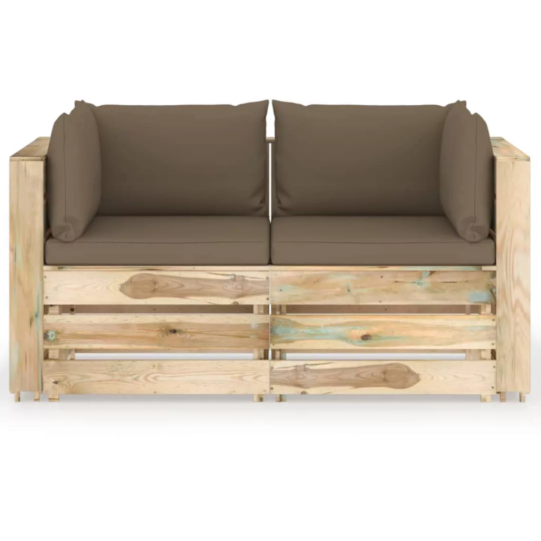 2-sitzer-gartensofa Mit Kissen Grün Imprägniertes Holz günstig online kaufen