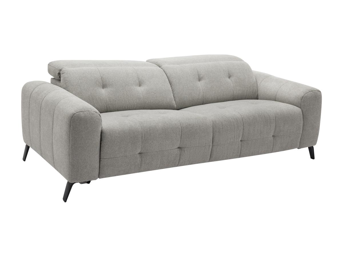 Relaxsofa elektrisch 3-Sitzer - Stoff - Grau - CLODI günstig online kaufen