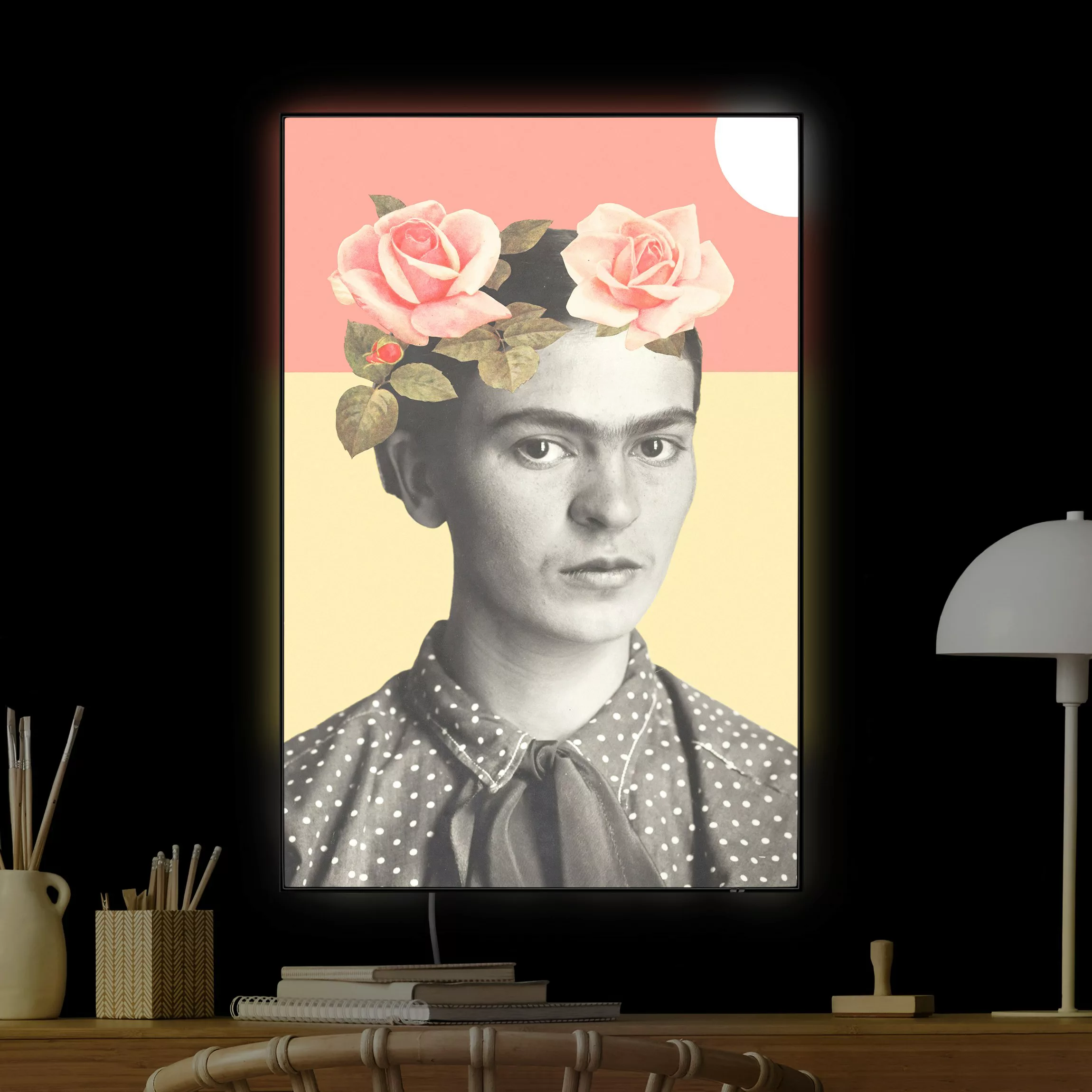 LED-Wechselbild Frida Kahlo - Sonnenuntergang Collage günstig online kaufen