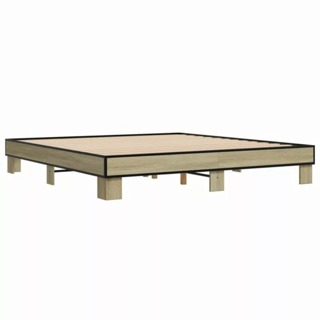 vidaXL Bett Bettgestell Sonoma-Eiche 160x200 cm Holzwerkstoff und Metall günstig online kaufen