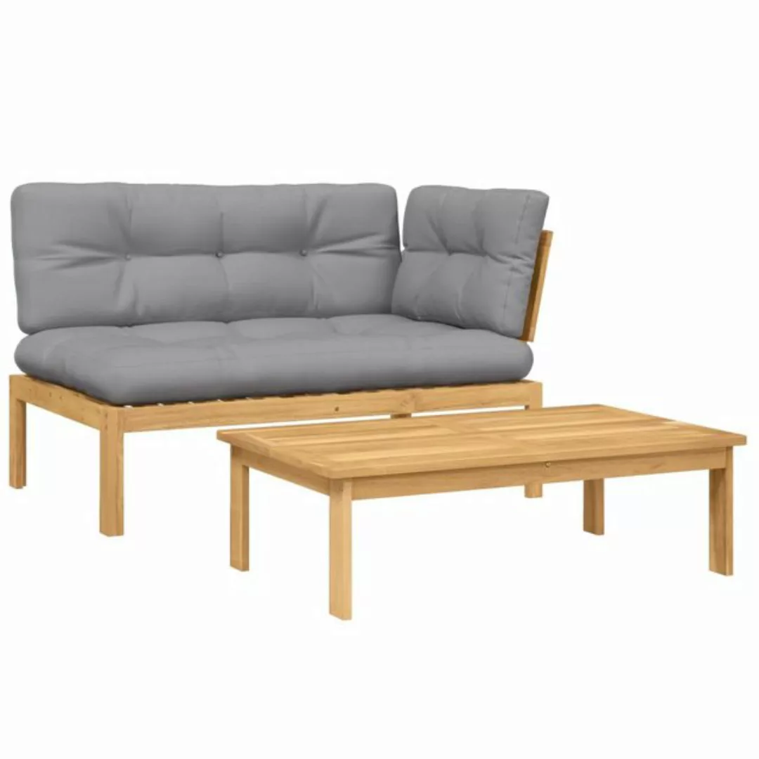 vidaXL Loungesofa 2-tlg. Garten-Sofagarnitur aus Paletten mit Kissen Akazie günstig online kaufen