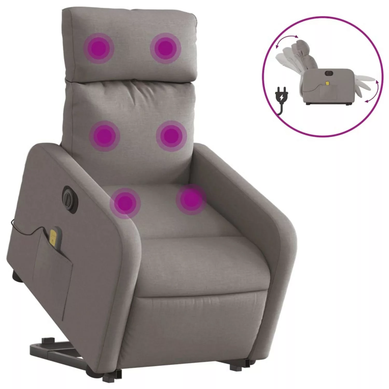 vidaXL Elektrischer Massagesessel mit Aufstehhilfe Taupe Stoff Modell 13 günstig online kaufen