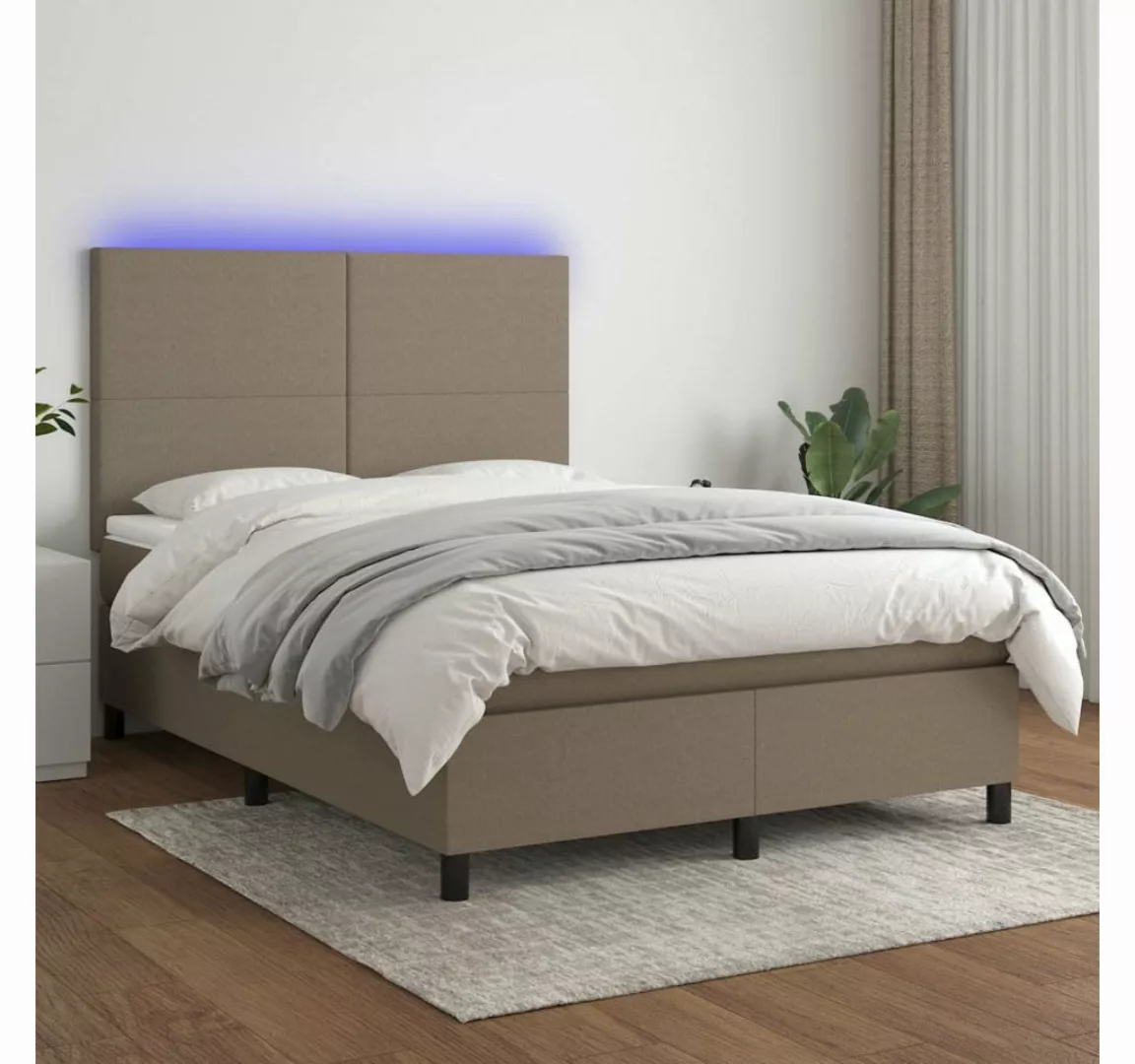 vidaXL Boxspringbett Bett Boxspringbett mit Matratze & LED Stoff (140 x 190 günstig online kaufen