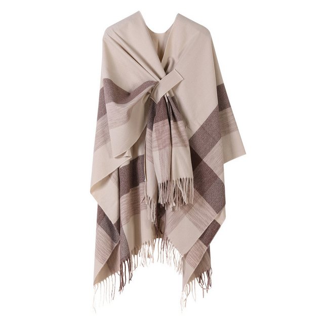 Refttenw Poncho Damen Warmer Winterschal Fransentuch Cape, Oversized Schal günstig online kaufen