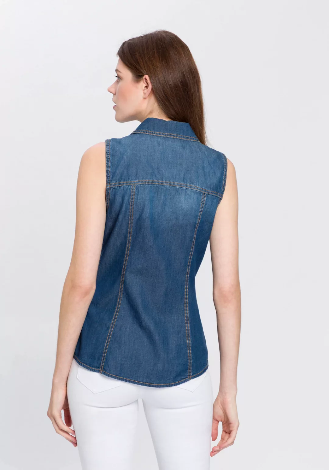 Arizona Jeansbluse mit Knöpfen in Perlmuttoptik günstig online kaufen