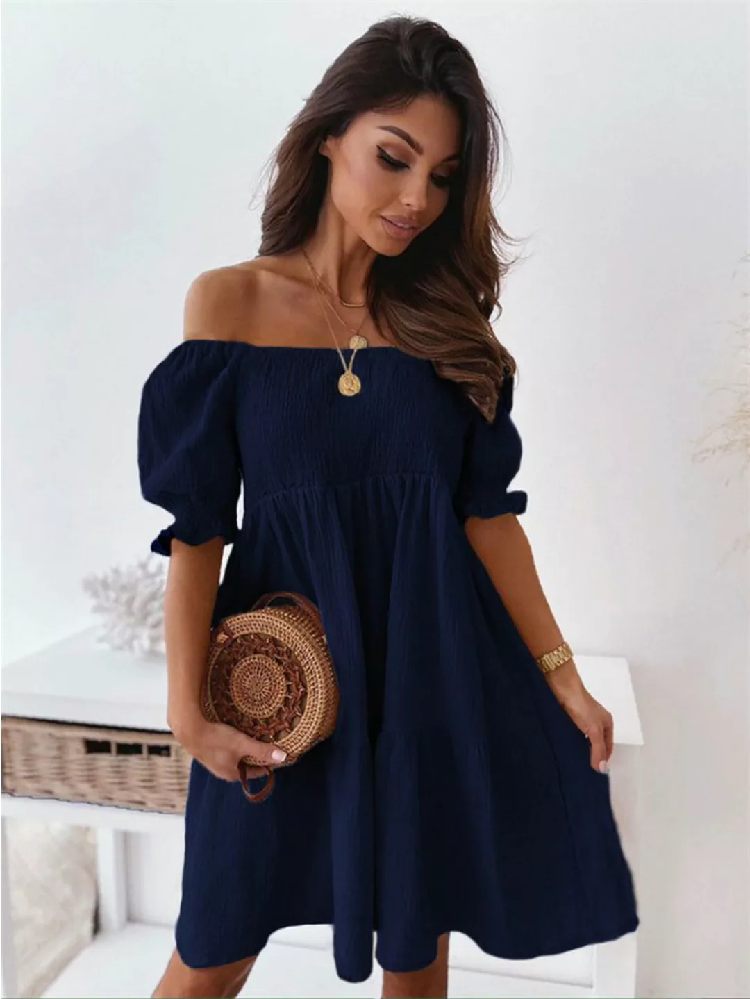BlauWave Strandkleid Sommer Rückenfreie lange Kleider mit einer Schulter (1 günstig online kaufen