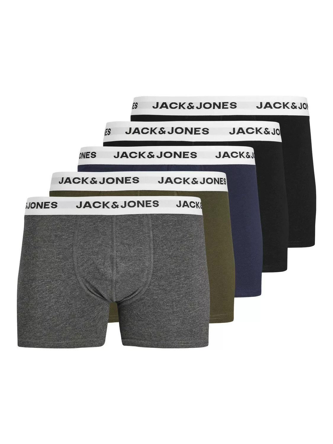 Jack & Jones 5-er Set Trunks Schwarz, Blau, Grün & Grau günstig online kaufen