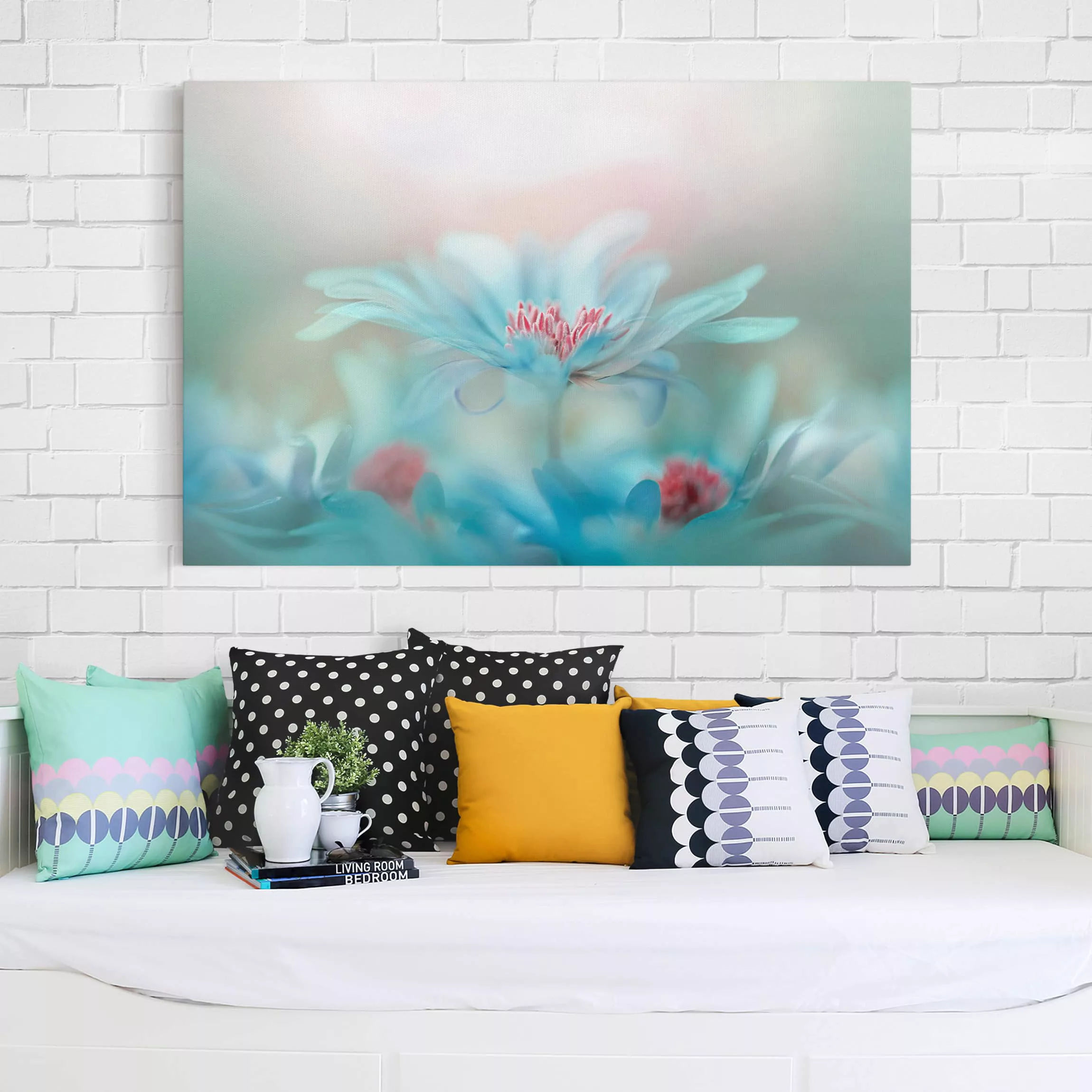 Leinwandbild Blumen - Querformat Zarte Blüten in Pastell günstig online kaufen