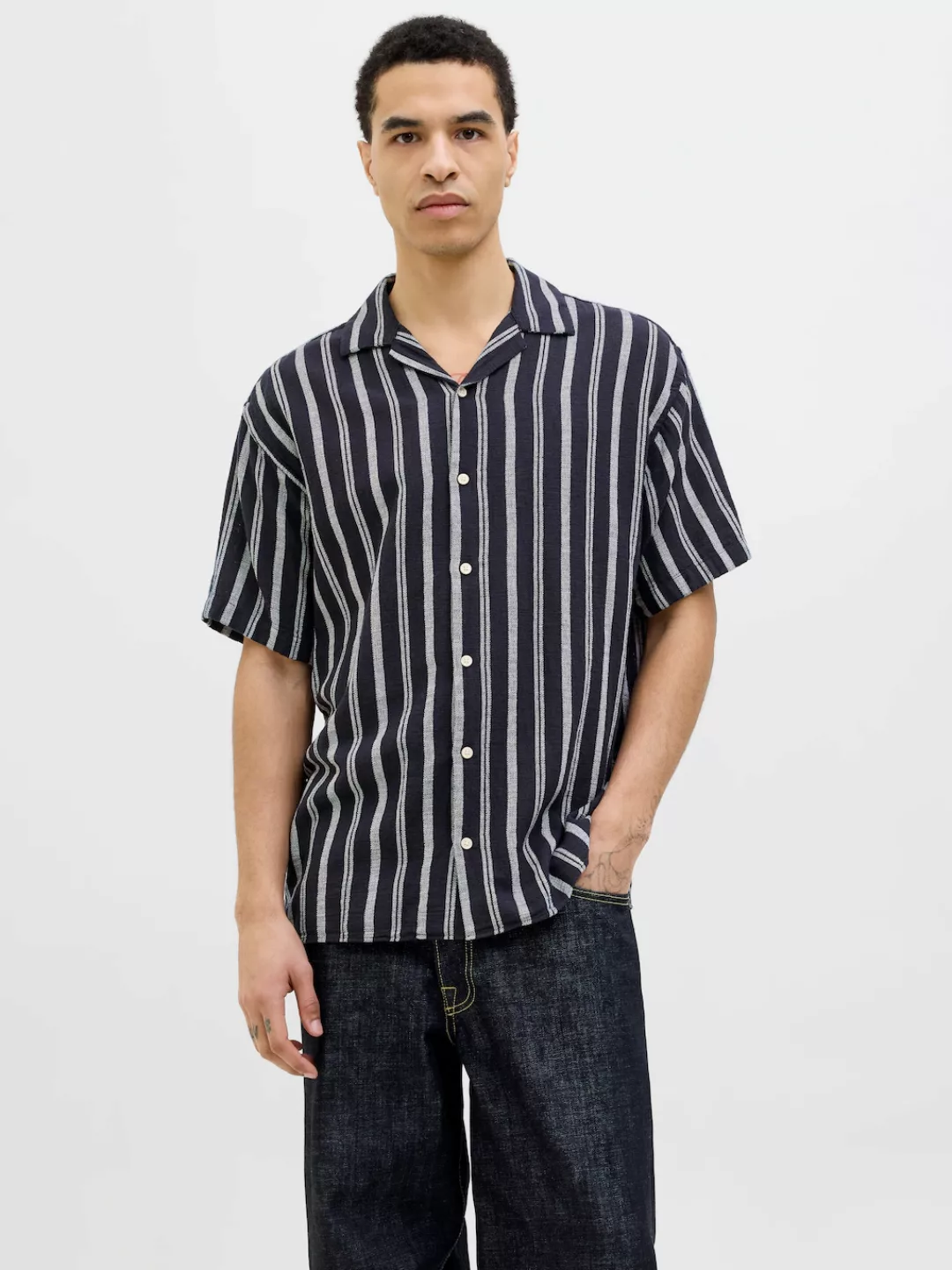 Jack & Jones Herren Freizeit Hemd JJEENZO STRIPE RESORT SHIRT Relaxed Fit günstig online kaufen