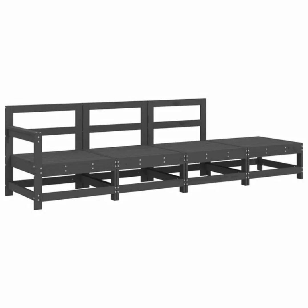 vidaXL Sofaelement 4-tlg. Garten-Lounge-Set Grau Massivholz Kiefer (1 St) günstig online kaufen