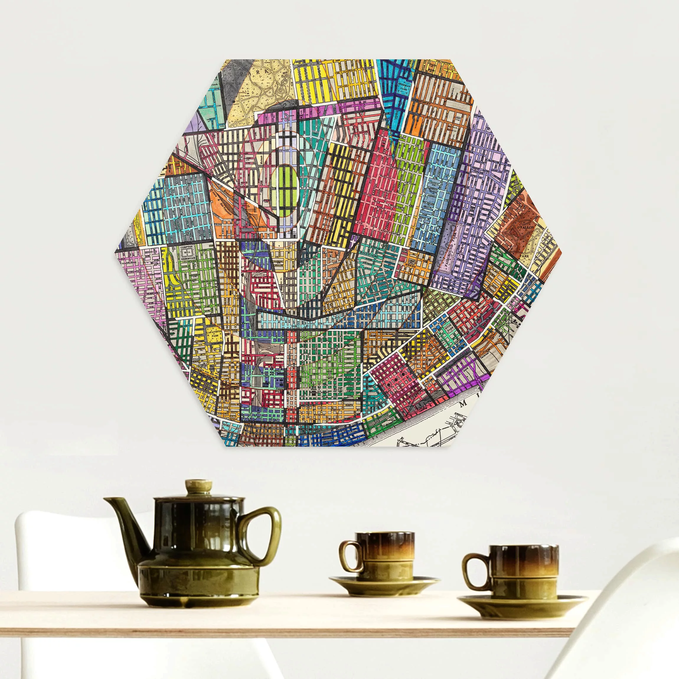Hexagon-Alu-Dibond Bild Stadt-, Land & Weltkarte Moderne Karte von St. Loui günstig online kaufen
