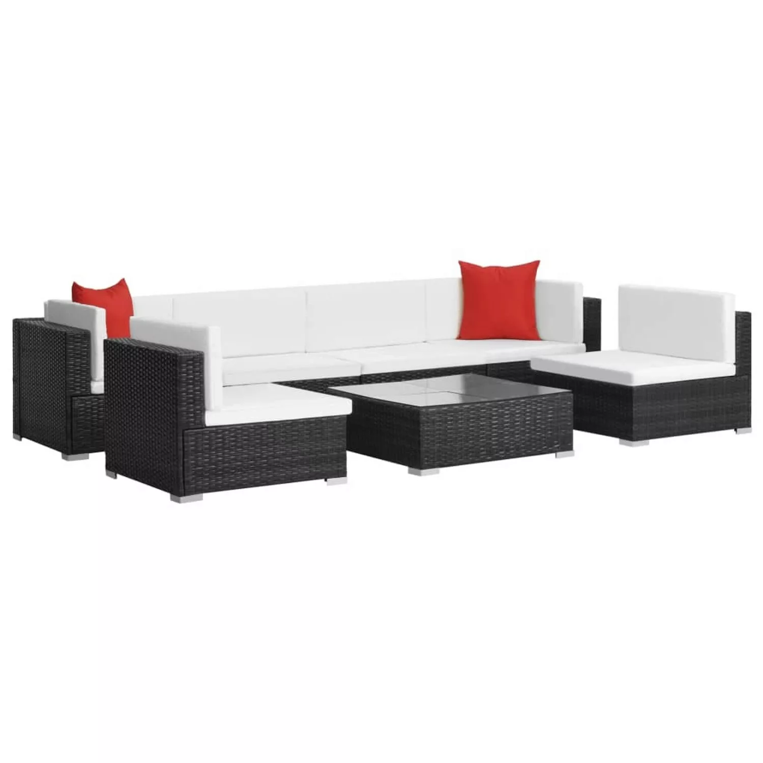 7-tlg. Garten-lounge-set Mit Auflagen Poly Rattan Schwarz günstig online kaufen