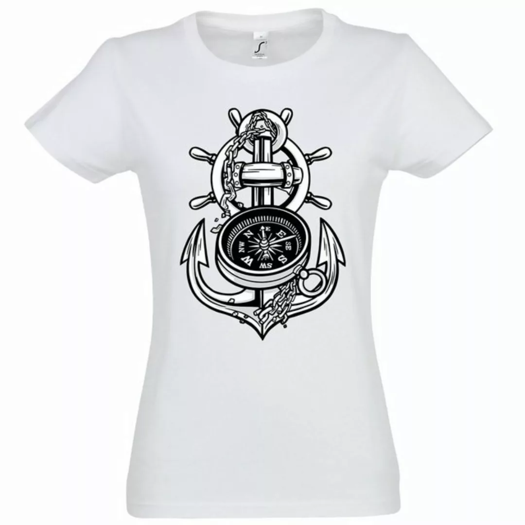 Youth Designz T-Shirt Anker Kompass Damen T-Shirt mit trendigem Frontprint günstig online kaufen