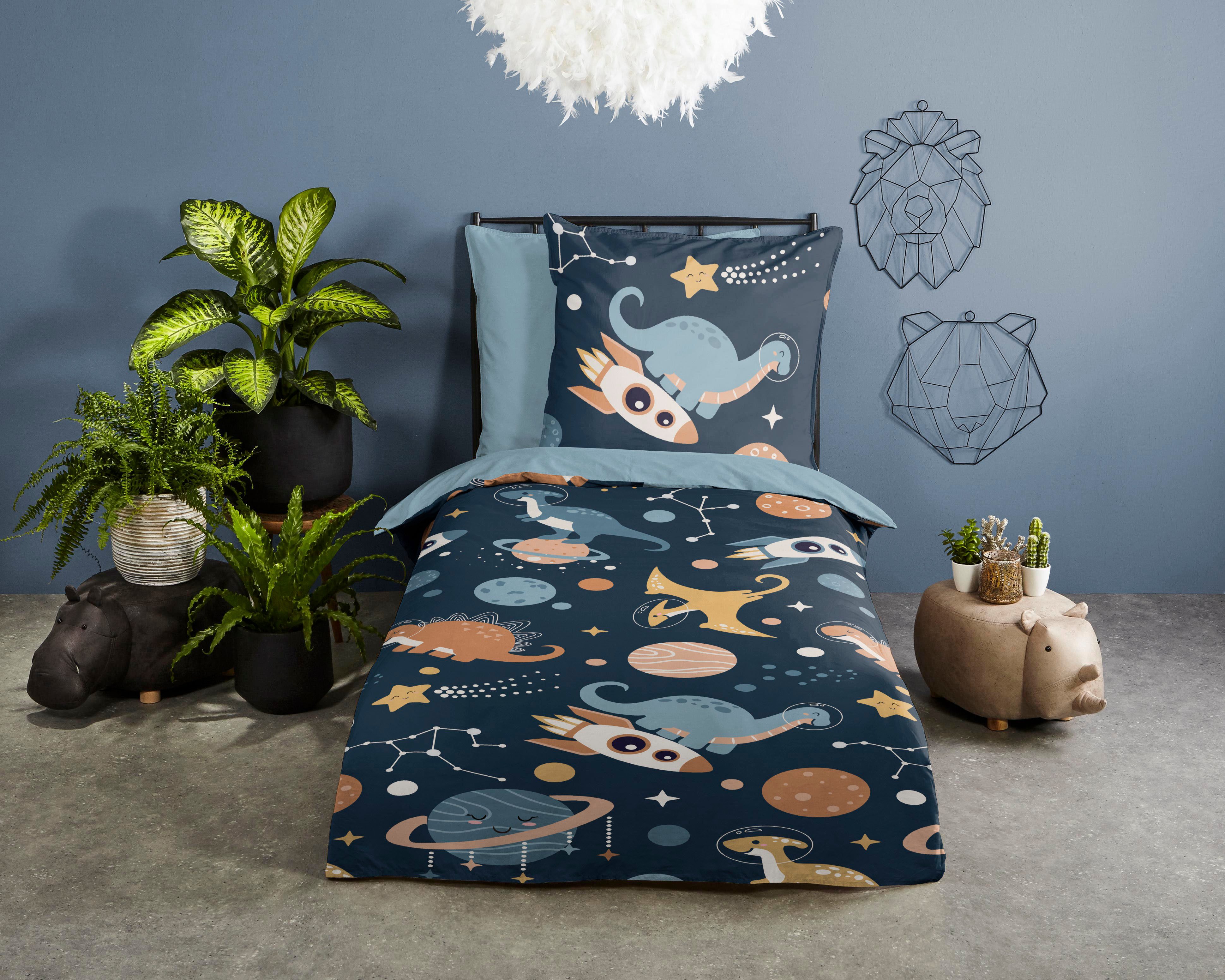 PURE luxury collection Kinderbettwäsche Spacedino, Microfaser, günstig online kaufen