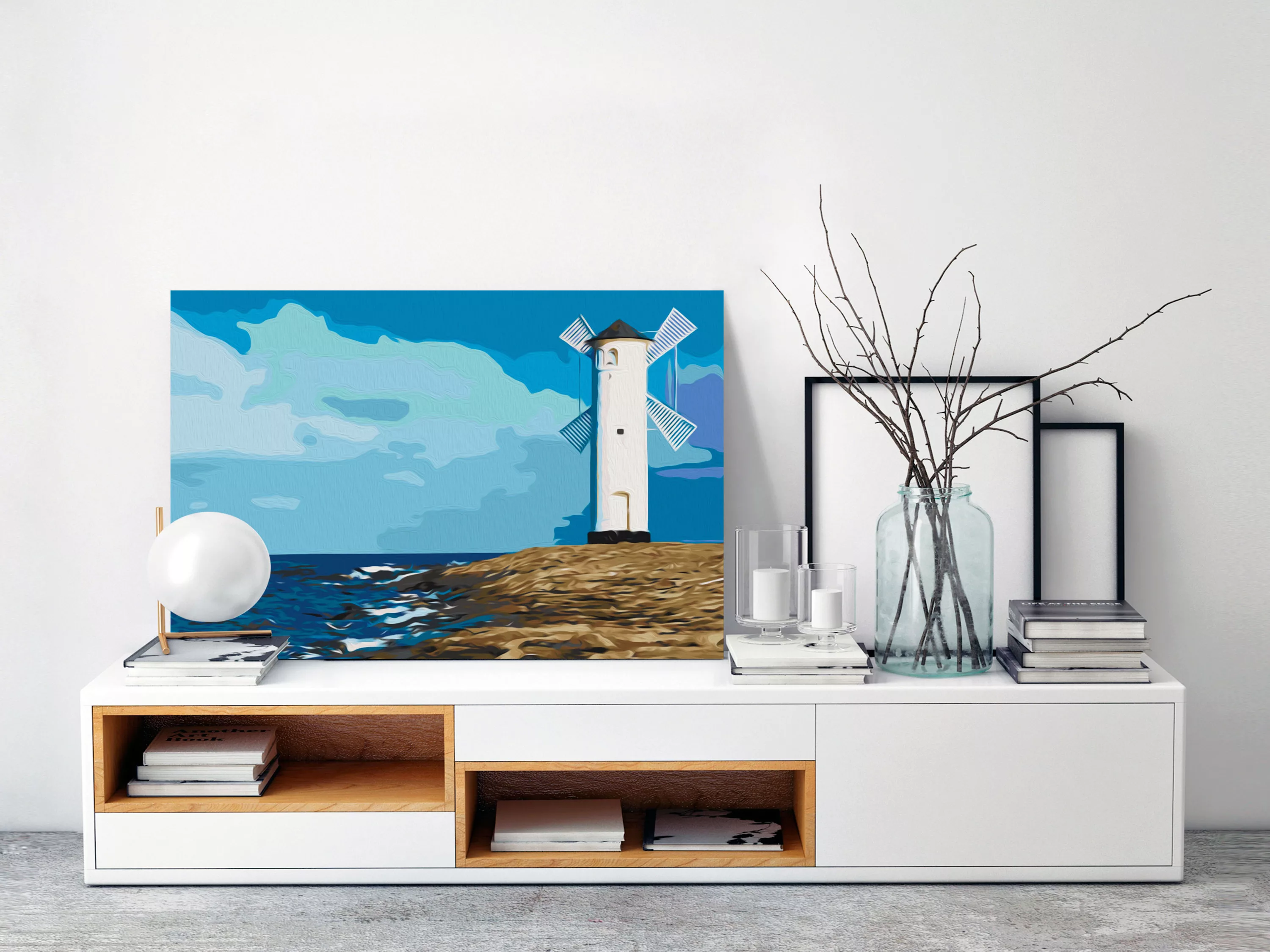 Malen Nach Zahlen - Lighthouse With Windmill günstig online kaufen