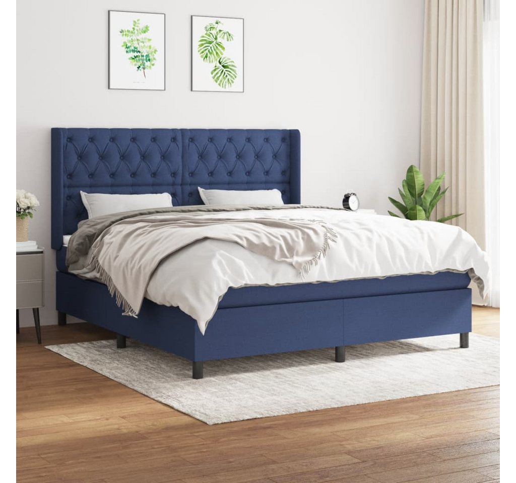 vidaXL Boxspringbett Boxspringbett mit Matratze Blau 160x200 cm Stoff Bett günstig online kaufen