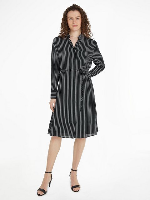 Tommy Hilfiger Blusenkleid FLUID VISCOSE CREPE KNEE DRESS mit Logopatch günstig online kaufen