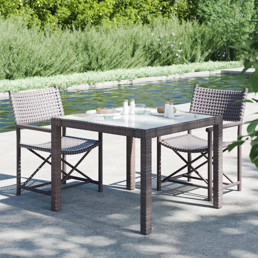 Gartentisch 90x90x75 Cm Gehertetes Glas Poly Rattan Braun günstig online kaufen