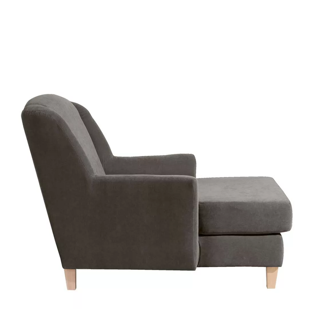 Big Sessel graubraun Velours im Landhausstil 105 cm Sitztiefe günstig online kaufen