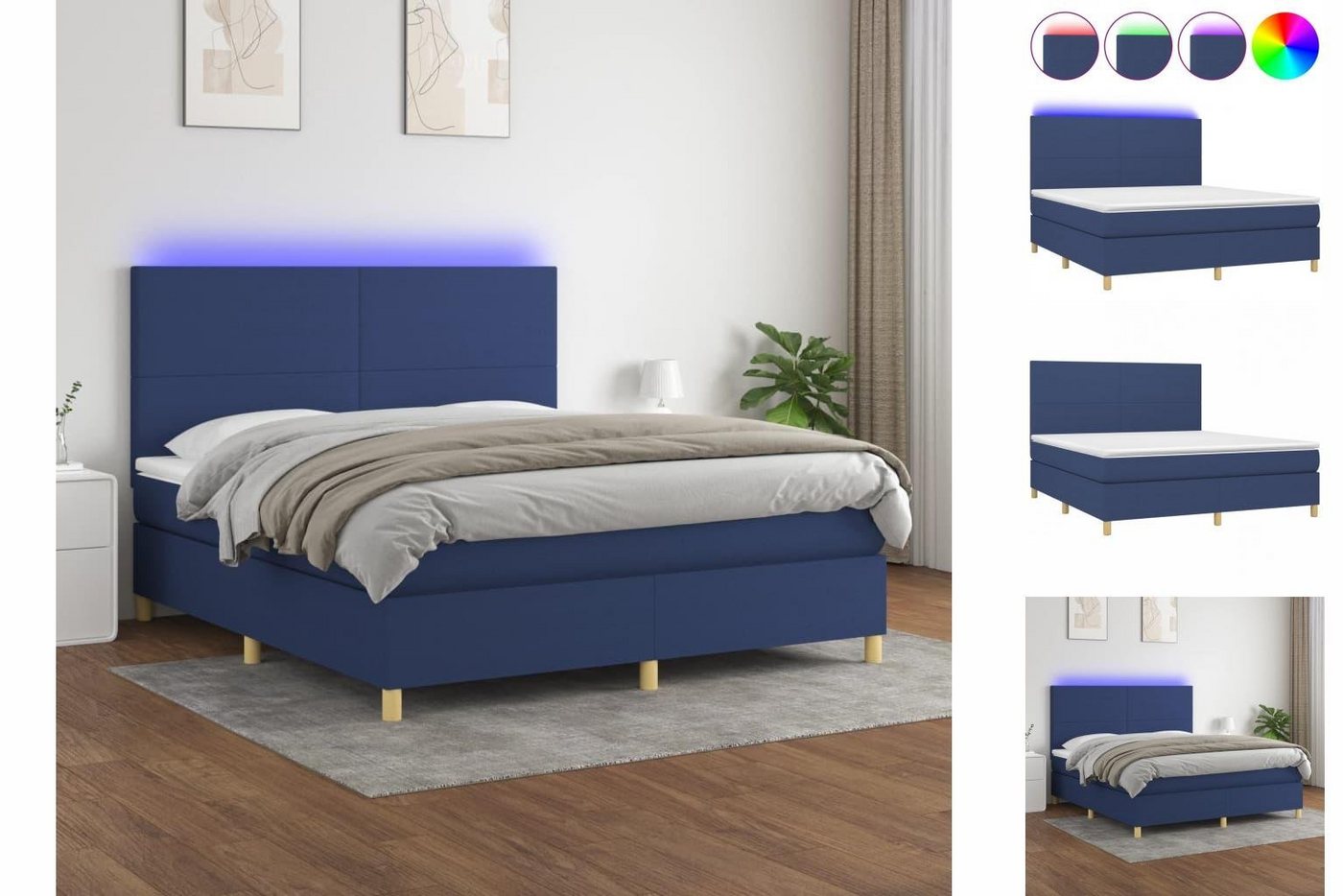 vidaXL Bettgestell Boxspringbett mit Matratze LED Dunkelbraun 180x200 cm St günstig online kaufen