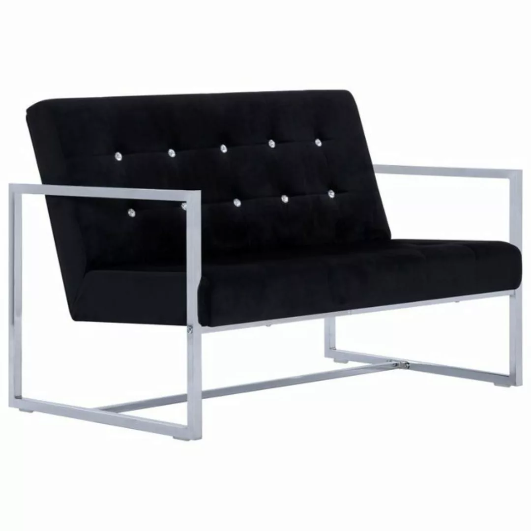 furnicato 2-Sitzer 2-Sitzer-Sofa mit Armlehnen Schwarz Chrom und Samt günstig online kaufen