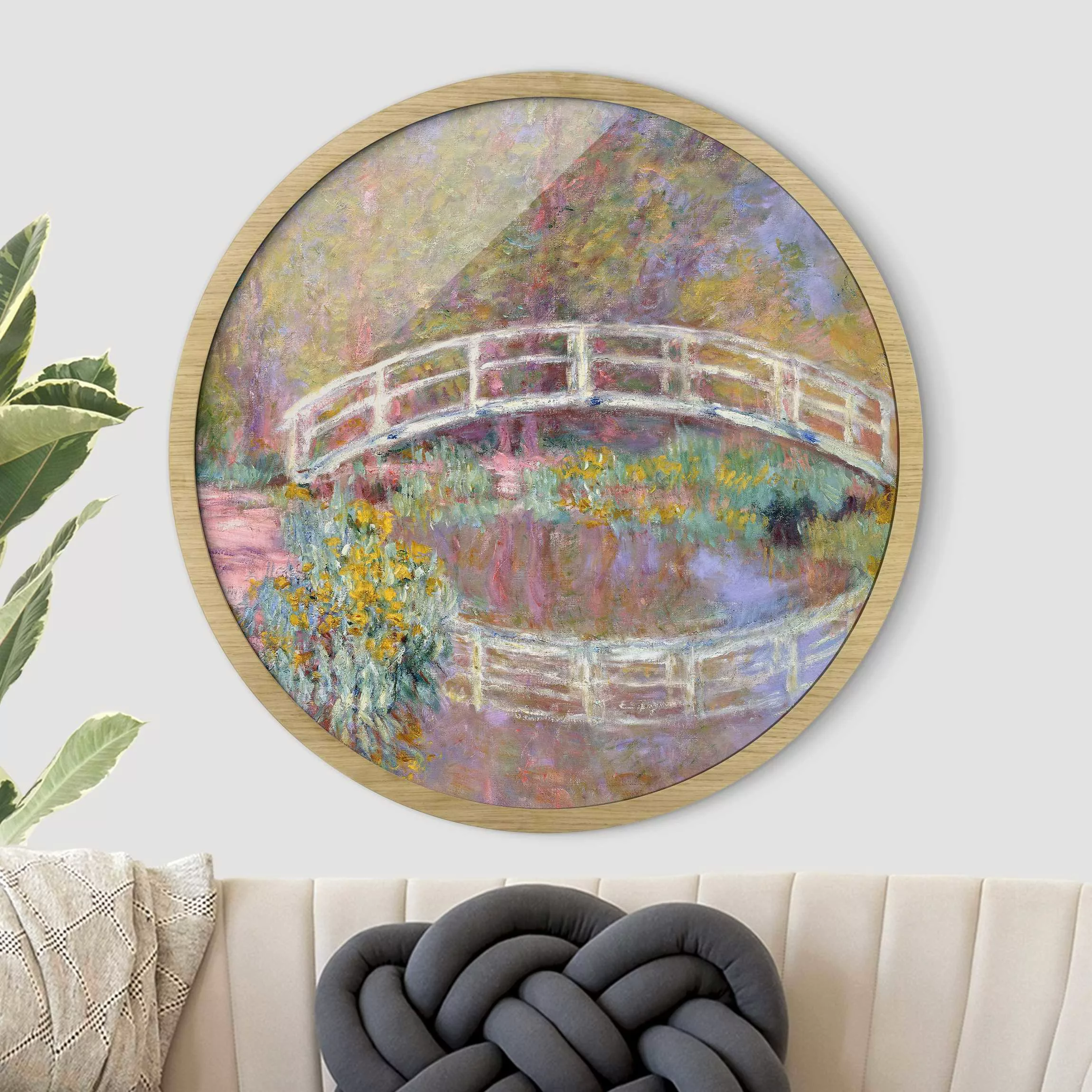 Rundes Gerahmtes Bild Claude Monet - Brücke Monets Garten günstig online kaufen
