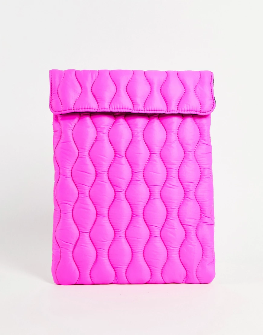ASOS DESIGN – Gesteppte Laptoptasche mit Pink-Rosa günstig online kaufen