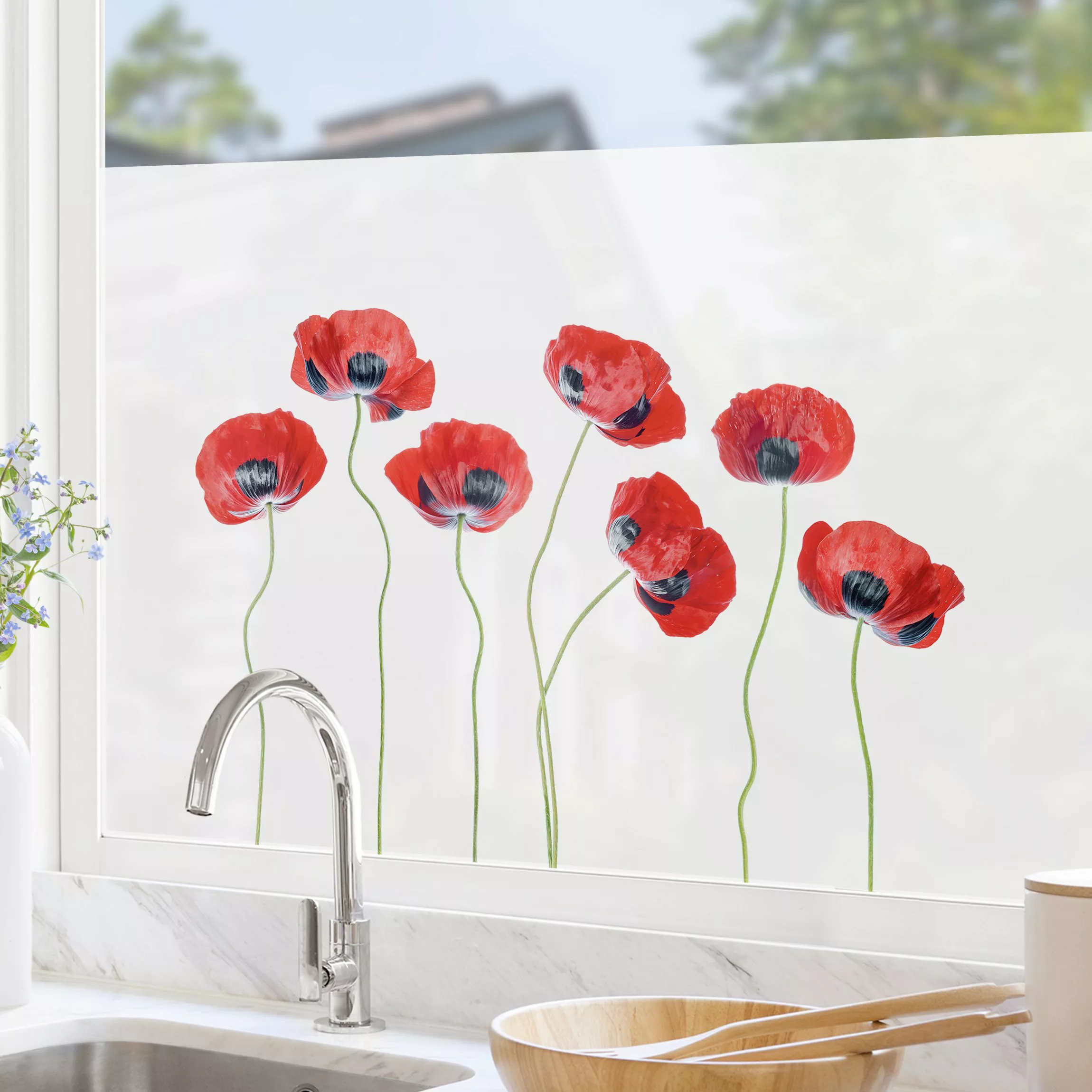 Fensterfolie Marienkäfer Mohnblumen günstig online kaufen