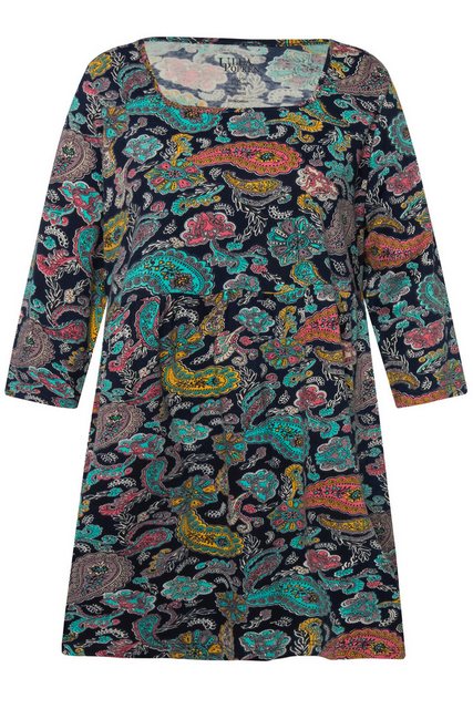 Ulla Popken Longshirt Longshirt Paisley Carree-Ausschnitt 3/4-Arm günstig online kaufen