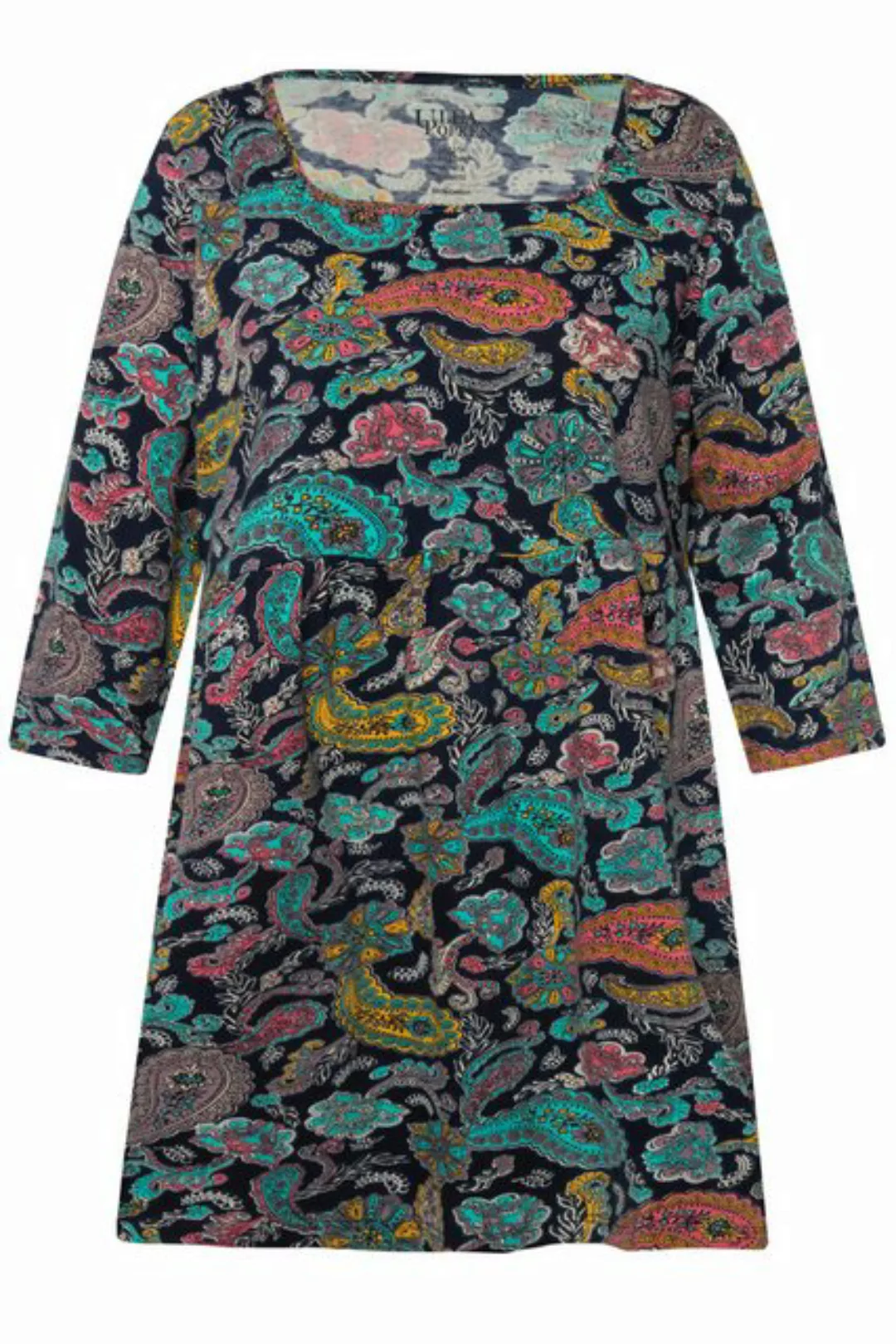 Ulla Popken Longshirt Longshirt Paisley Carree-Ausschnitt 3/4-Arm günstig online kaufen