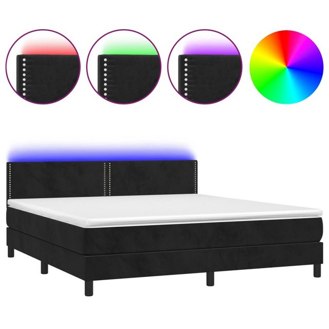 Vidaxl Boxspringbett Mit Matratze & Led Schwarz 180x200 Cm Samt günstig online kaufen