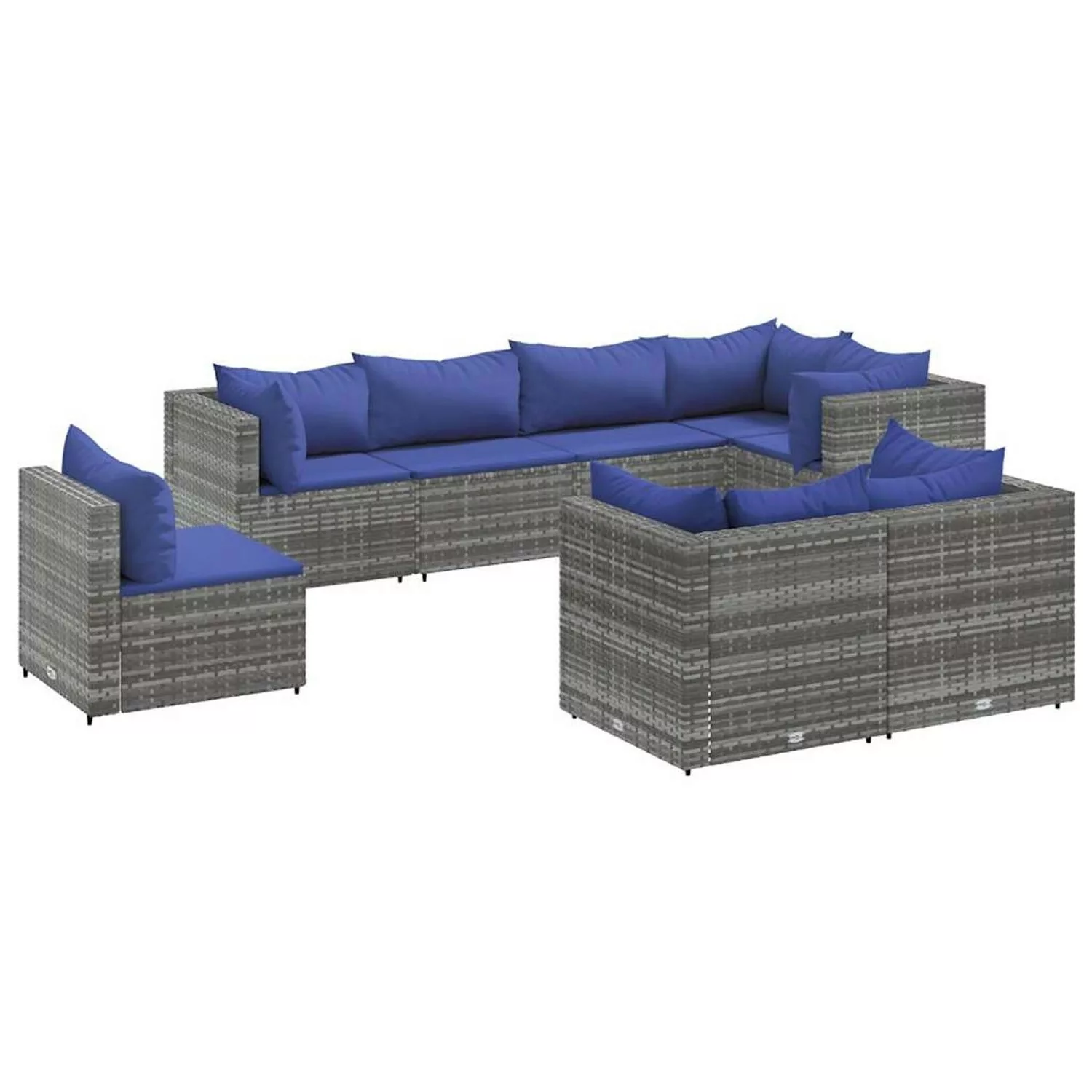 vidaXL 8-tlg Garten-Lounge-Set mit Kissen Grau Poly Rattan Modell 82 günstig online kaufen