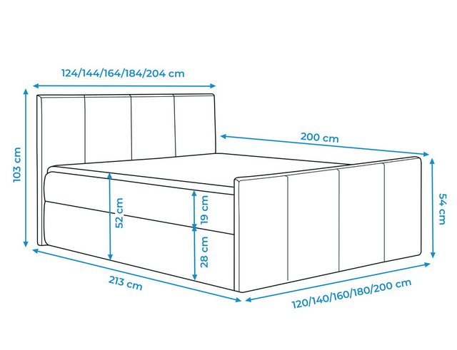 Furnix Boxspringbett LARSH 120-200x200 Doppelbett mit Topper & Bettkasten L günstig online kaufen