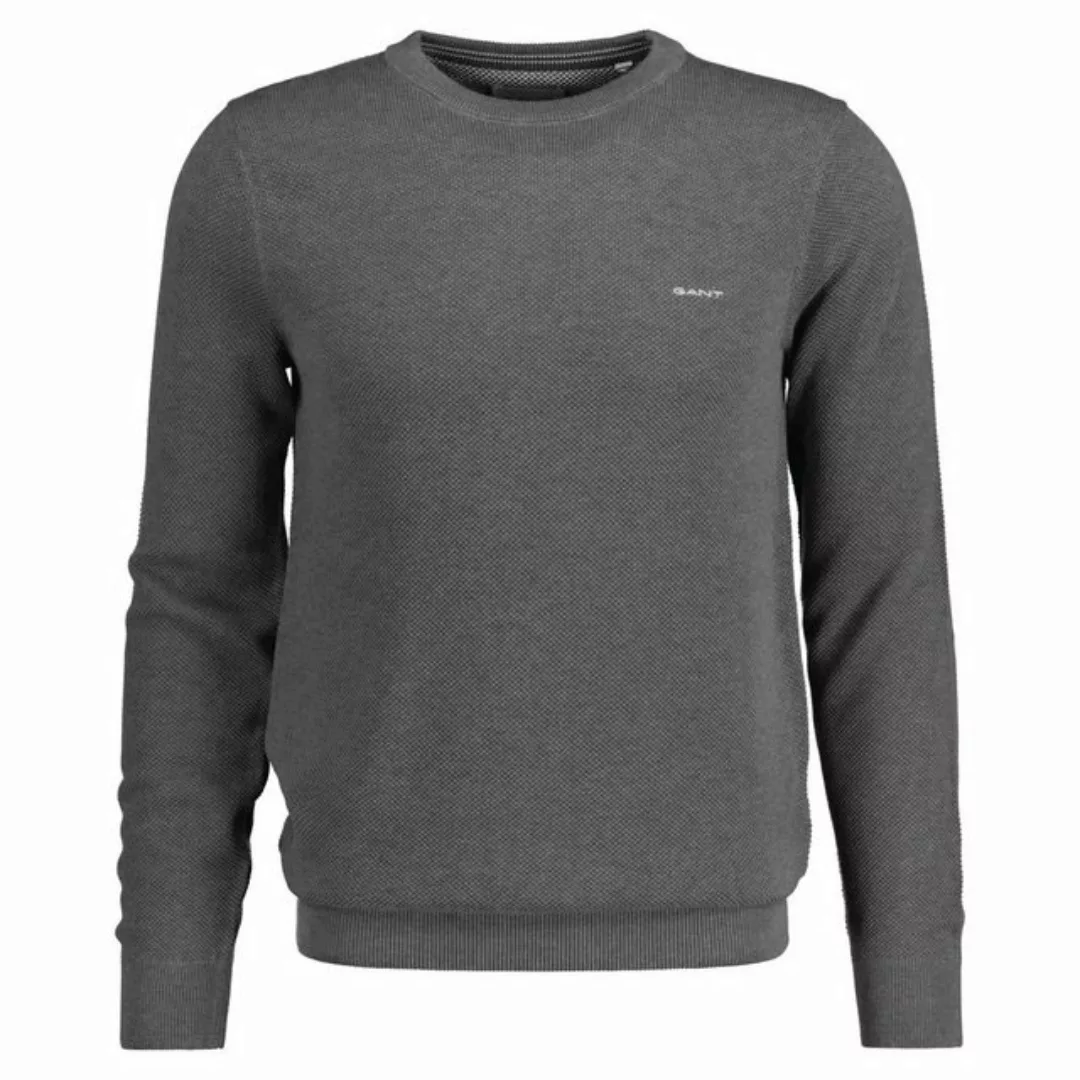 Gant Rundhalspullover "COTTON PIQUE C-NECK", mit Logostickerei auf der Brus günstig online kaufen