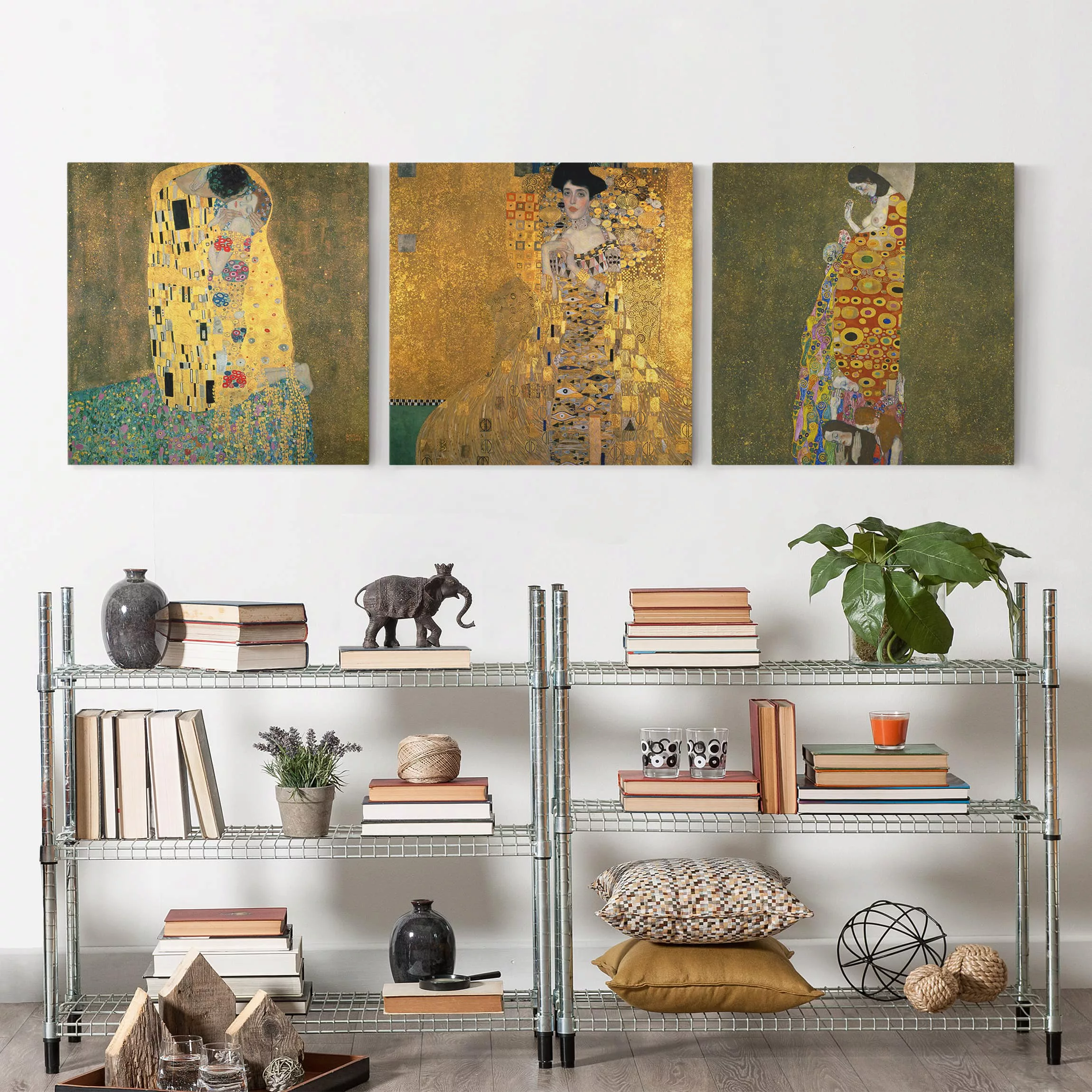 3-teiliges Leinwandbild - Quadrat Gustav Klimt - Portraits günstig online kaufen