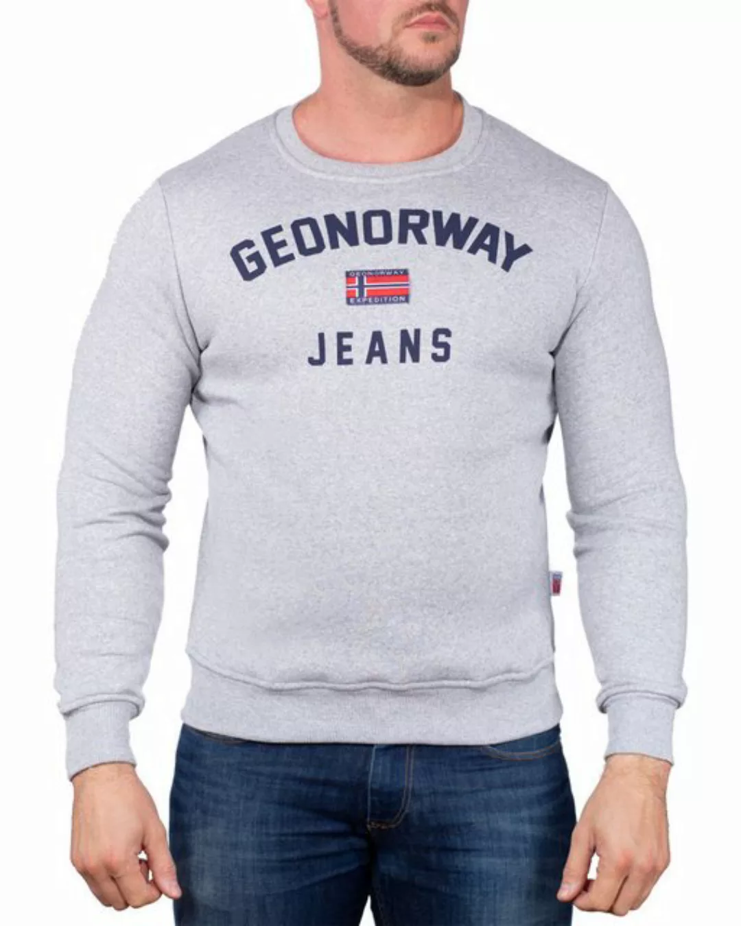 Geo Norway Rundhalspullover Herren Sweatshirt bagassier Blended Grey M Eleg günstig online kaufen