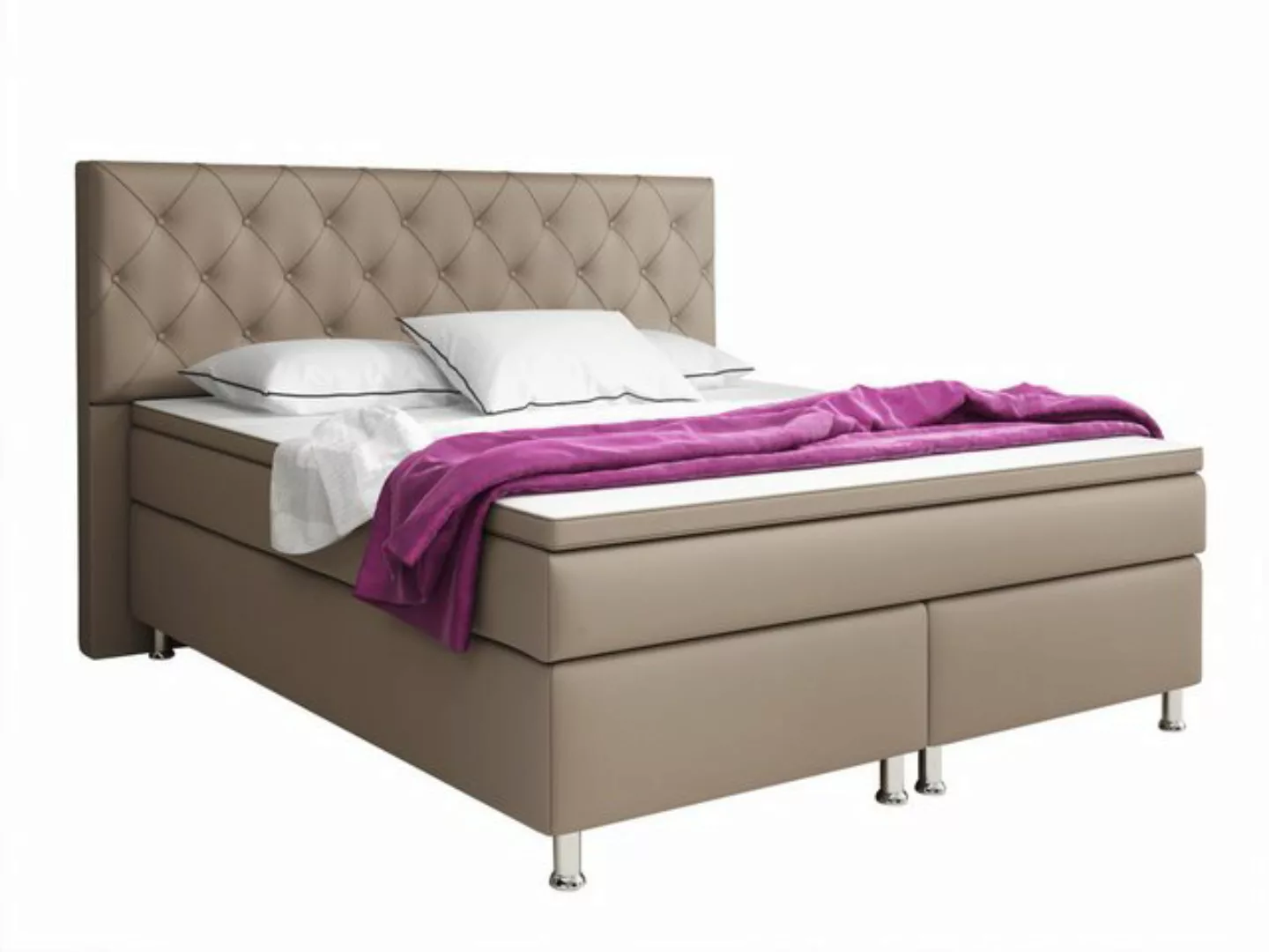 interbed Boxspringbett Turin Chesterfield 180x200cm inkl. Topper und 7 Zone günstig online kaufen