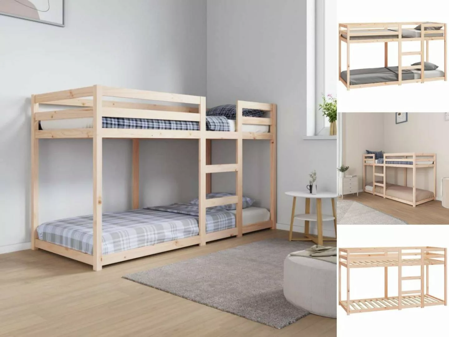 vidaXL Bettgestell Etagenbett 75x190 cm Massivholz Kiefer Bett Bettgestell günstig online kaufen