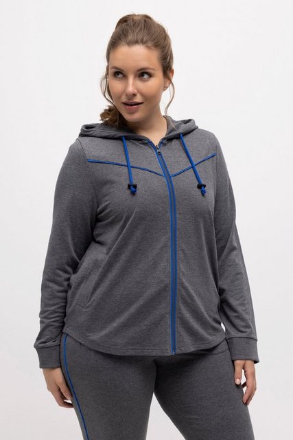 Ulla Popken Sweatjacke Sweatjacke Piping Kapuze gerundeter Saum günstig online kaufen